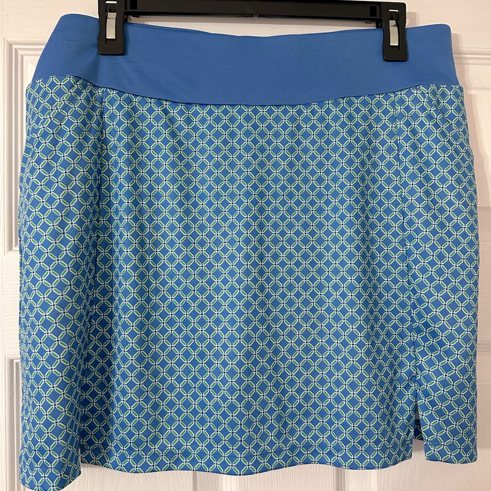 PGA Tour Blue & Lime Patterned Golf Skort